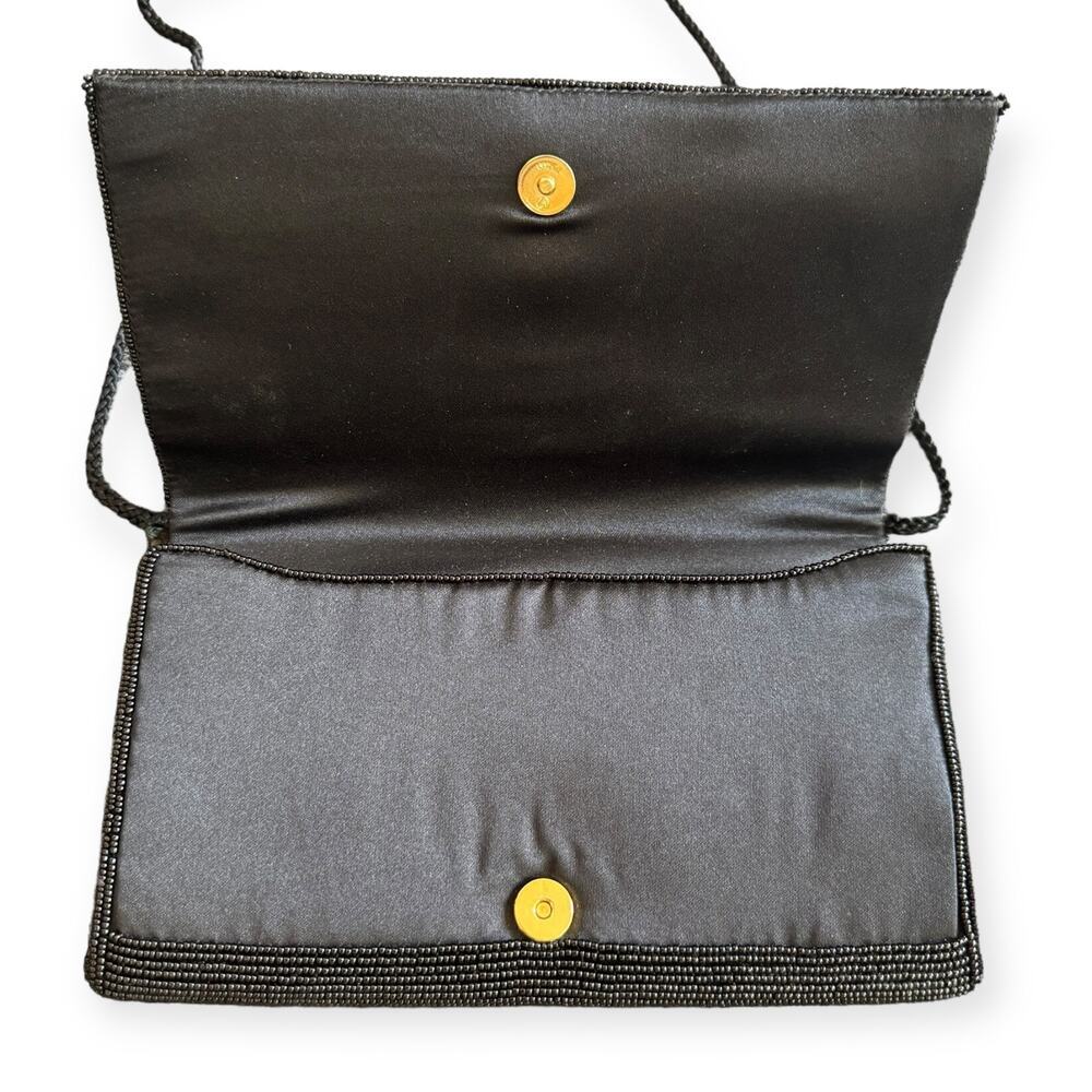 Vintage La Regale Beaded Clutch Purse Black Beaded Bag Evening Bag Wedding Bag - Picture 6 of 10